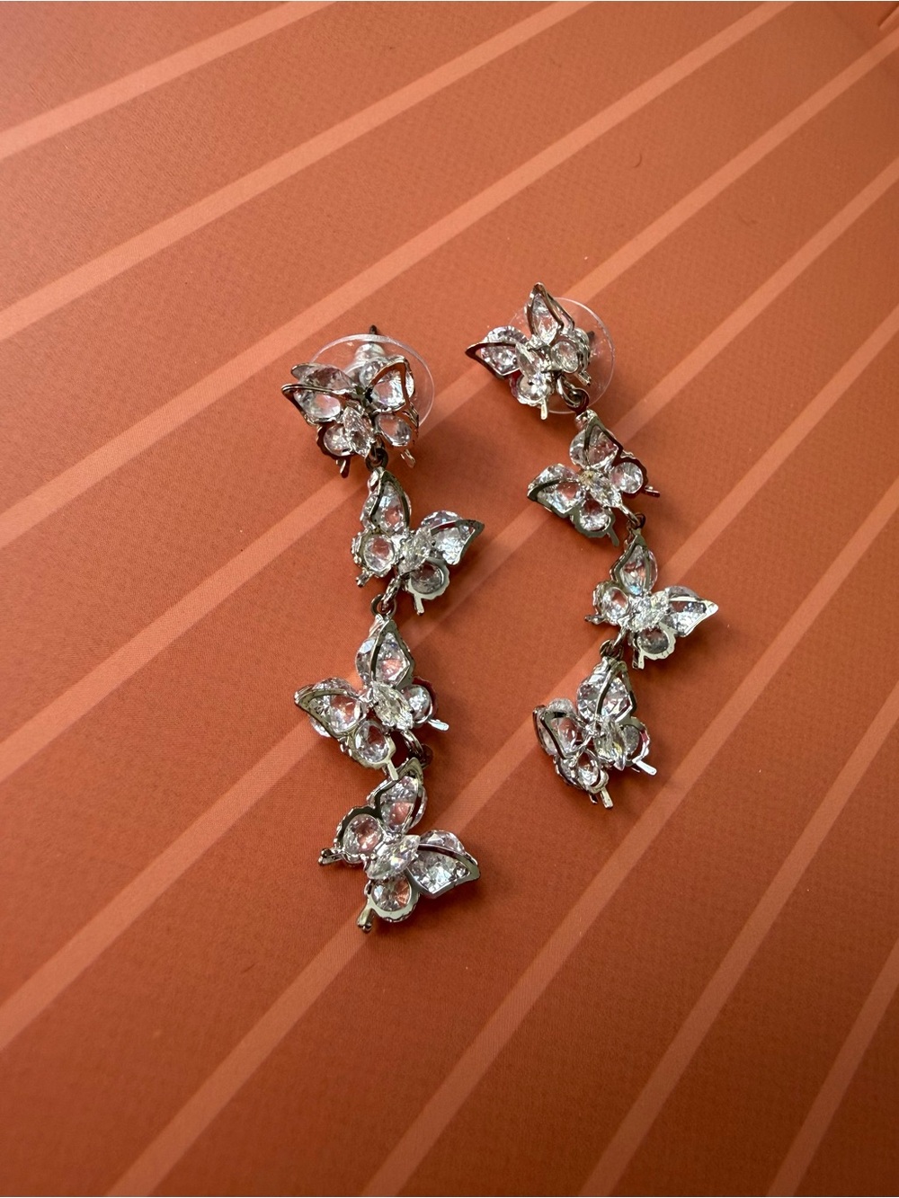 Eye Candy Silver Butterfly Drop Earrings